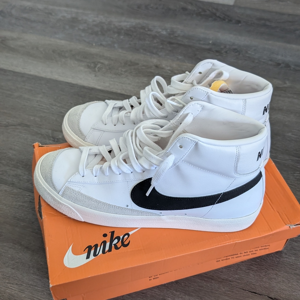 Nike White and Black High-Top Sneakers